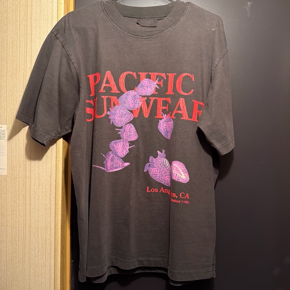 Pacific Sunwear Gray Tee with Red and Purple Graphics